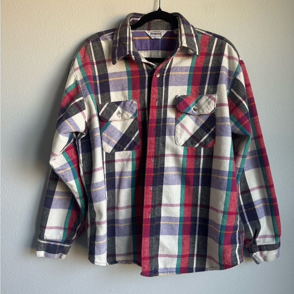 FiveBrother Men's Plaid 100% Cotton Button Down Flannel Size XL Winter Layer